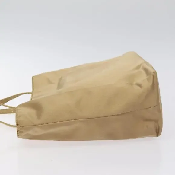 PRADA Hand Bag Satin Beige Gold